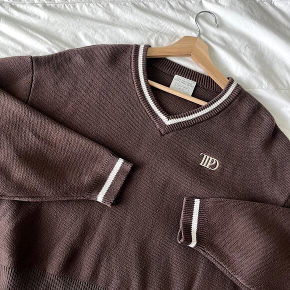 Taylor Swift TTPD V-Neck Cropped Brown Sweater Size M - Picture 1 of 7